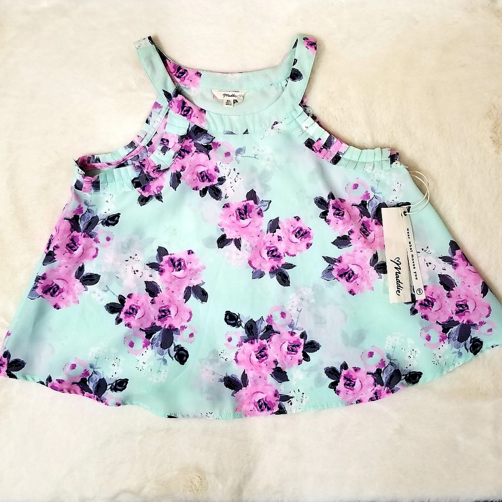 Maddie Style Blouse Floral Blue and Purple XL